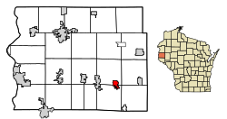 Location of Woodville in St. Croix County, Wisconsin.