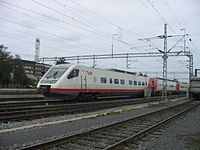 VR Class Sm3 (Pendolino) train waiting at the Oulu railway station.