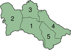 A clickable map of Turkmenistan exhibiting its provinces