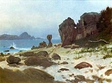 阿尔伯特·比尔施塔特绘画的油画， "Bay of Monterey"，未注明日期