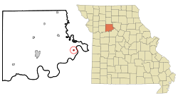 德威特在卡罗尔县及密苏里州的位置（以红色标示）