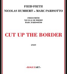 A text only cover on a plain white background: the album title in red in the centre, the three artists in black at the top, and the record label in red and black at the bottom