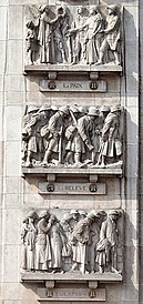 Three reliefs on Lille War Memorial. Courtesy David Sander.
