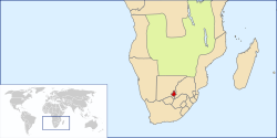 Location of Stellaland in Southern Africa (1882–1885)