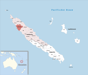 在新喀里多尼亞與北部省的位置