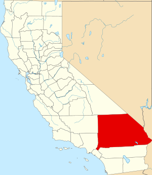 Map of California highlighting San Bernardino County