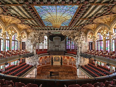 Interior of Palau de la Música Catalana in Barcelona (1905–1909)