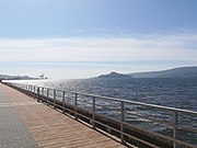 View of the island from the Pontevedra city seafront promenade