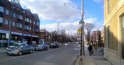 Looking north on Jane Street, with the neighbourhood located west of the roadway