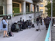 Swedish TV show Advokaten (season 2, episode 7) being filmed at the building in 2019.