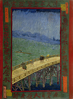 Bridge in the Rain (after Hiroshige) van Gogh, 1887