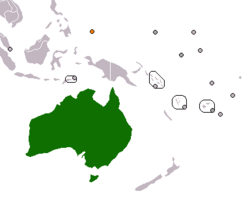 Map indicating locations of Australia and Palau