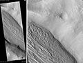 由 HiRISE 拍摄科勒槽沟内的线状谷底沉积（Lineated Valley Fill），比例尺长度500米。