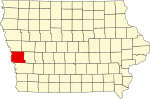 State map highlighting Harrison County