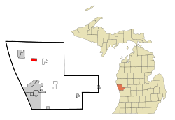 Location in Muskegon County and the state of Michigan