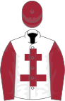 White, maroon cross of lorraine, sleeves and cap