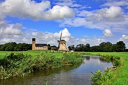 Wânswert church and windmill