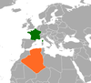 Location map for Algeria and France.