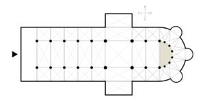Plan d'une église, montrant l'abside