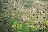 Aerial view of bomb craters in Cambodia