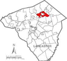 Map of Lancaster County, Pennsylvania highlighting Ephrata Township