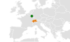 Location map for Luxembourg and Switzerland.