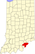 Clark County's location in Indiana