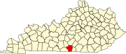 Map of Kentucky highlighting Cumberland County