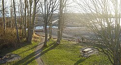 View from Vander Linden Memorial Overpass overlooking the park and beach at Picnic Point