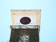 The two-story church, which is now in a complete state of abandonment, once featured a prominent clock on its tower.