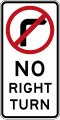 (R2-6) No Right Turn (used in the Australian Capital Territory, New South Wales and the Northern Territory)