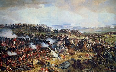 The Battle of Waterloo: The British Squares Receiving the Charge of the French Cuirassiers, 1874