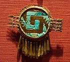 Mixtec pectoral of gold and turquoise, Shield of Yanhuitlán. National Museum of Anthropology