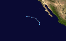 A track map of Tropical Storm Fausto