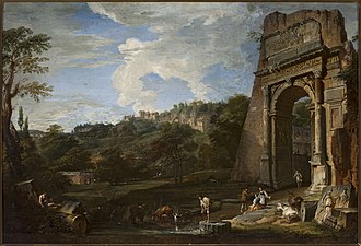Landscape with the Arch of Titus (1725-50), oil on canvas, 51 x 76 cm., National Museum, Warsaw