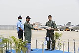 IAF Chief RKS Bhaduria handing over ceremonial key to SQ 18 CO Manish Tolani
