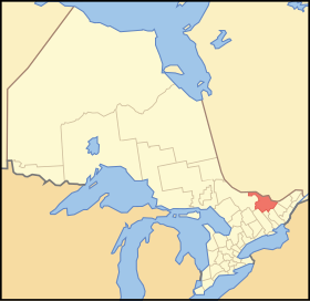 伦弗鲁县在安大略省的位置
