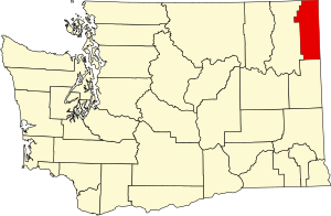 Map of Washington highlighting Pend Oreille County