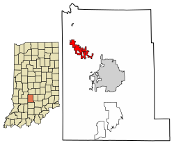 Location of Ellettsville in Monroe County, Indiana.