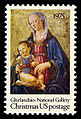 美国于1975年发行的无面值邮票，也是美国首张无面值邮票，图案为圣母玛利亚及圣子。