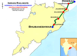 (Bhubaneswar–Howrah) Janshatabdi Express route map