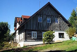 Timber-framed house in the village