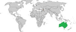Map indicating locations of Australia and Kurdistan Region