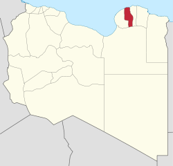 Map of Libya with Marj district highlighted