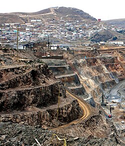 Mining activities in Cerro de Pasco, the capital of the Chaupimarca district and the Pasco Region