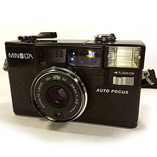 Minolta Hi-Matic AF2 rangefinder camera made in Japan,, 1981