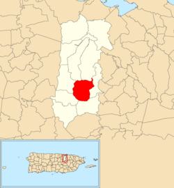 Location of Santa Olaya within the municipality of Bayamón shown in red