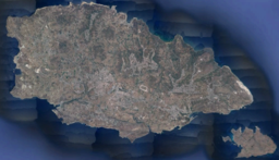 The map of the Maltese archipelago, with a red dot towards the northern coast of the island of Gozo showing the location of Qbajjar Bay.
