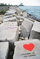 Looking north along the Lakefill seawall