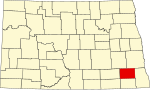 标示出兰森姆县位置的地图